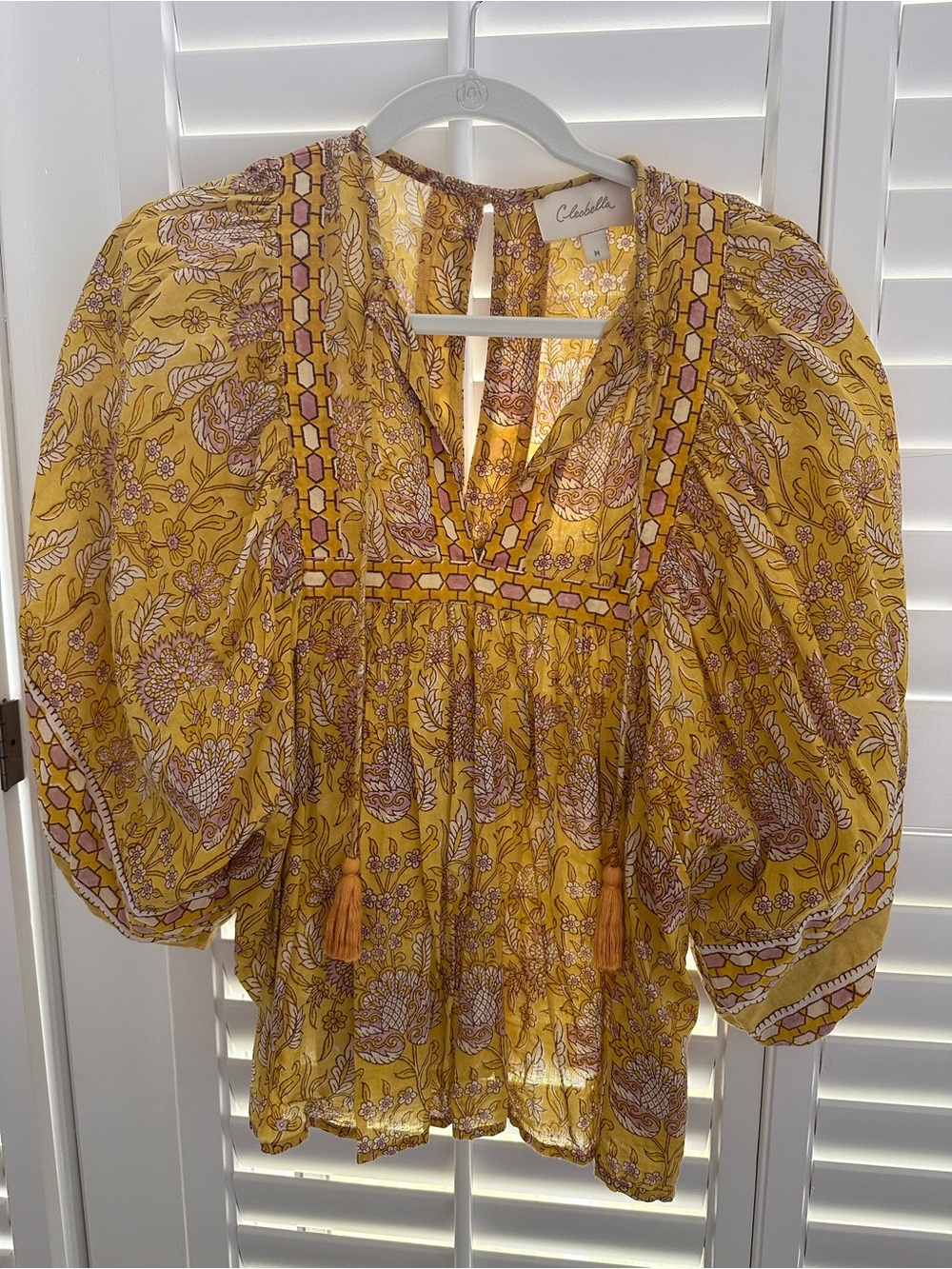 Cleobella Yellow Floral Boho Peasant Blouse